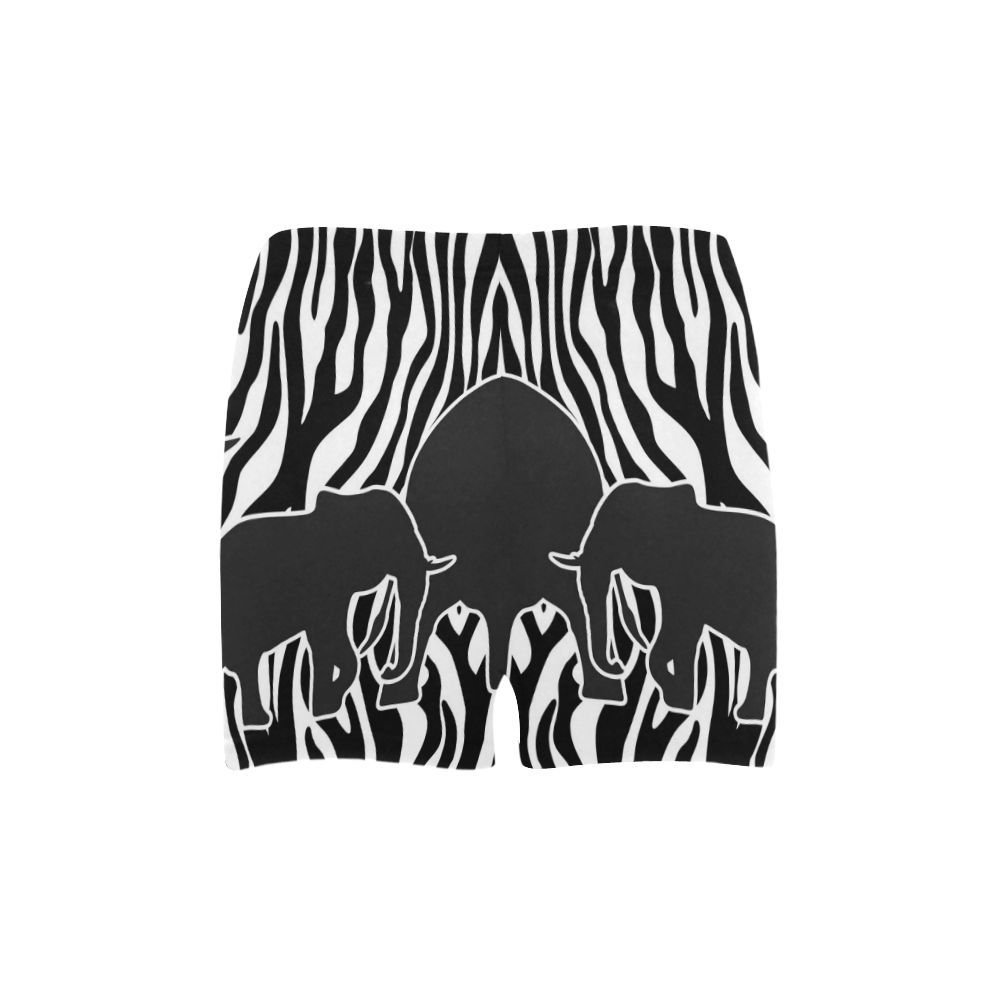 ELEPHANTS to ZEBRA stripes black & white Briseis Skinny Shorts (Model L04)
