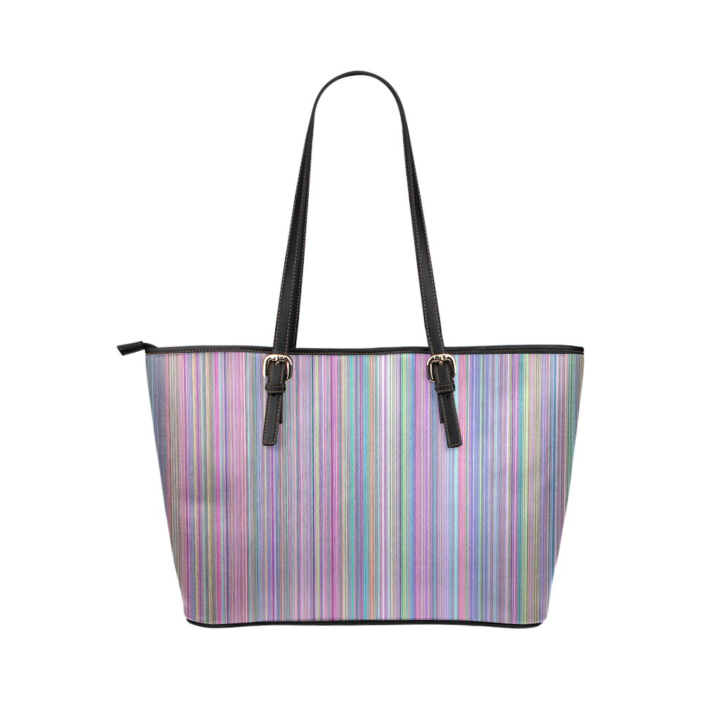 Broken TV Screen Test Pattern Leather Tote Bag/Large (Model 1651)