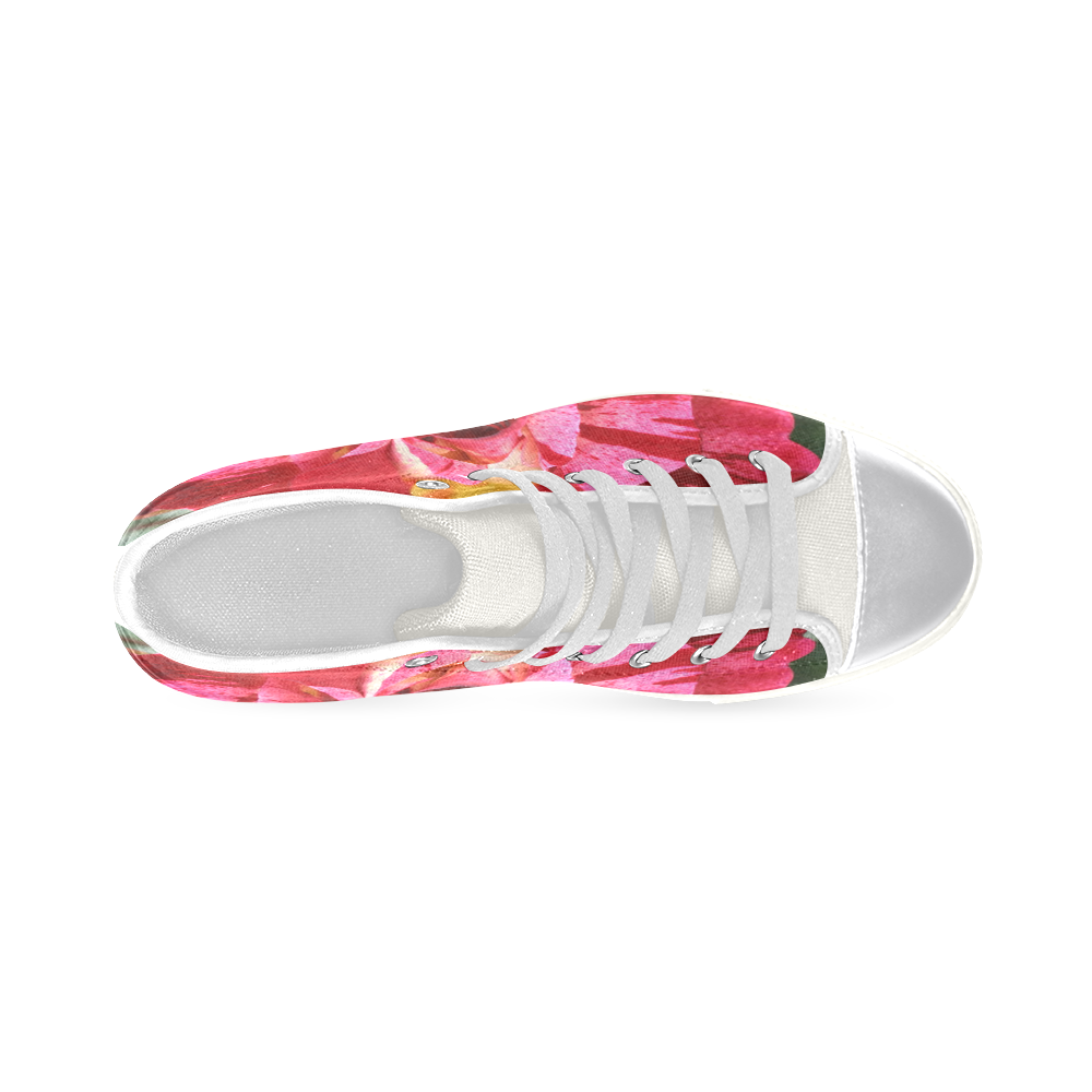 Pink Rose (white) Women's Classic High Top Canvas Shoes (Model 017)