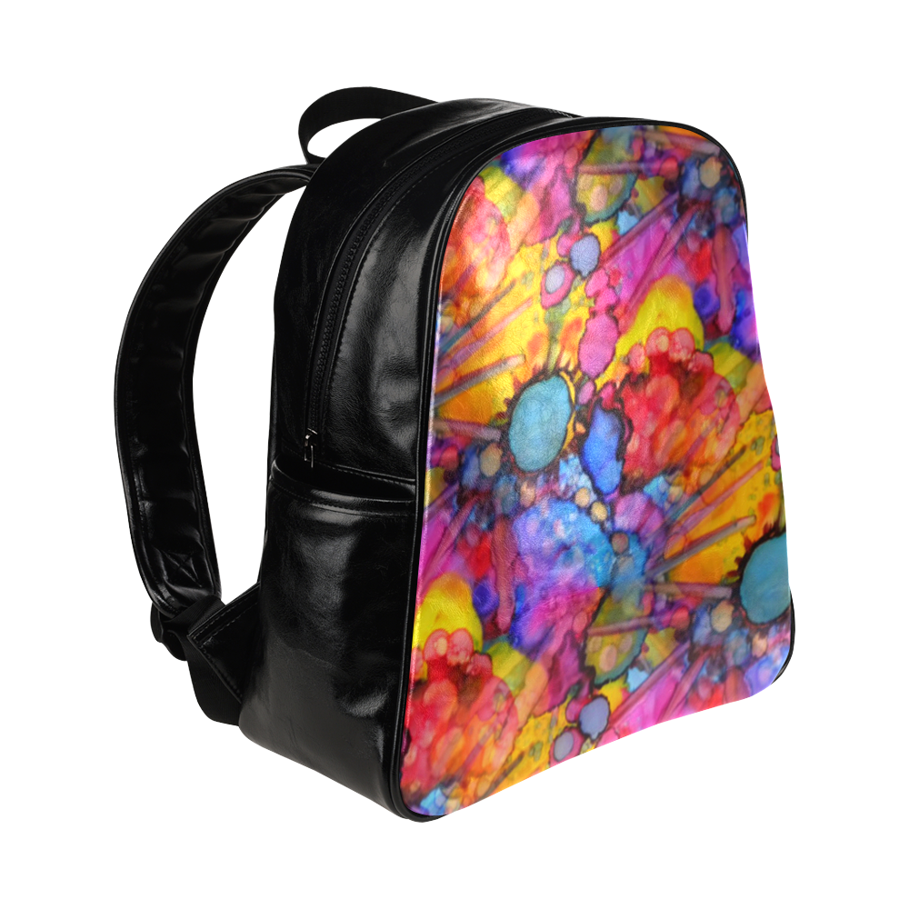 Rainbow Bursts Alcohol Inks Multi-Pockets Backpack (Model 1636)
