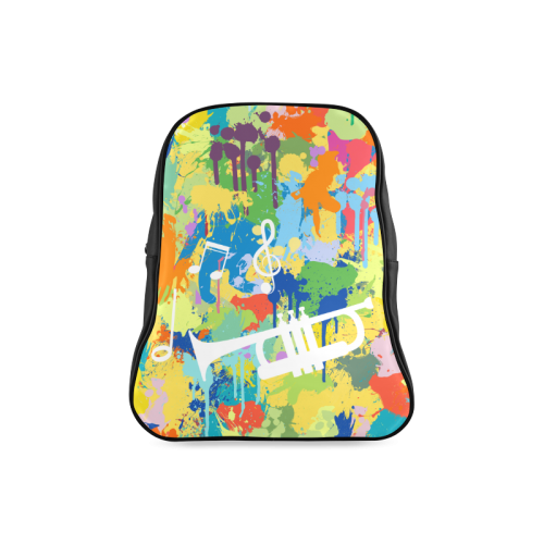 Let´s Musik White Shape Colorful Splash your Backgr School Backpack/Large (Model 1601)