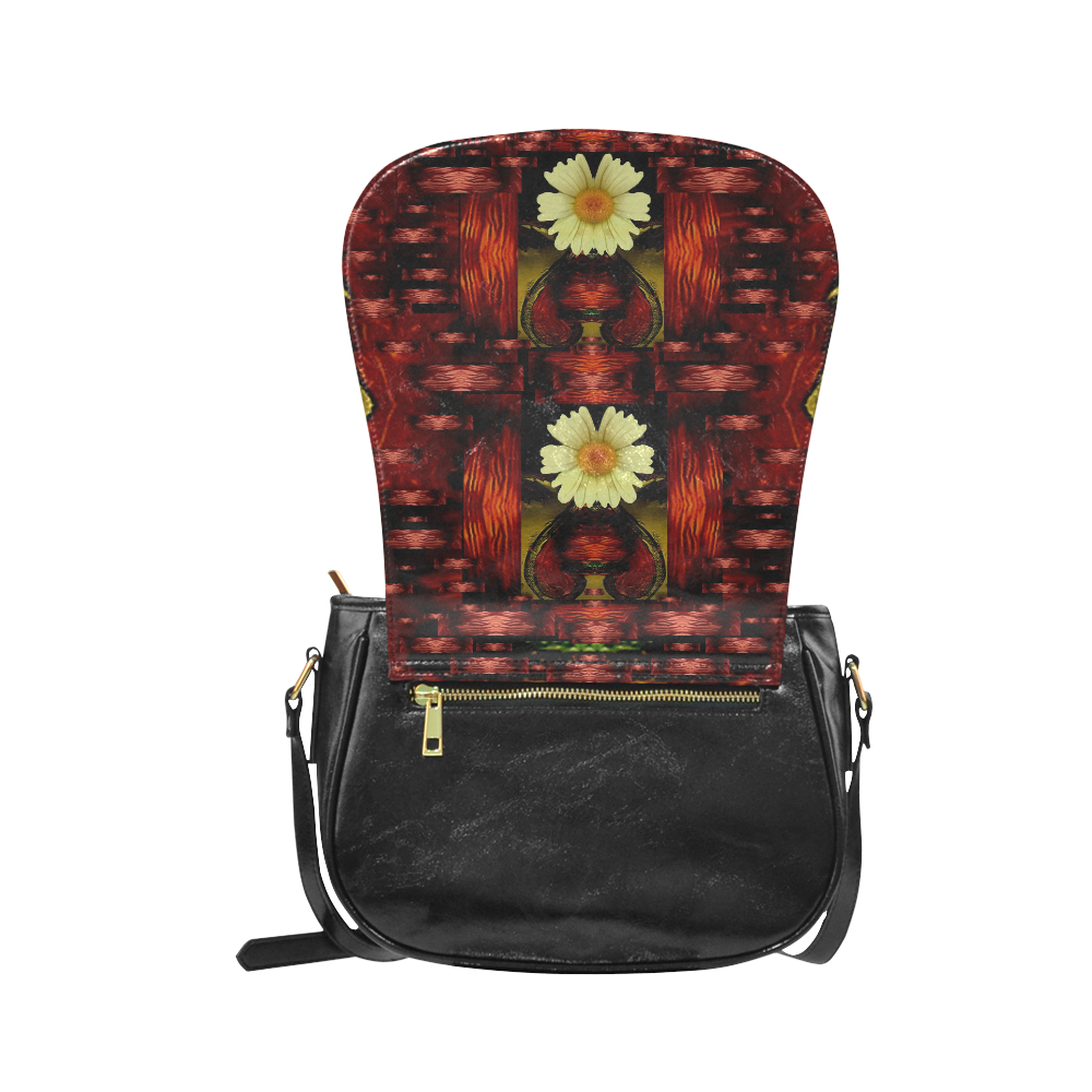 Love and flowers in the colors of love popart Classic Saddle Bag/Large (Model 1648)