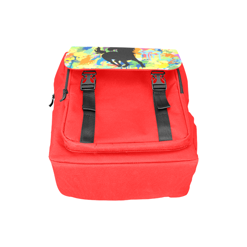 Black Horse Shape Colorful Splash Your Colorbackgr Casual Shoulders Backpack (Model 1623)