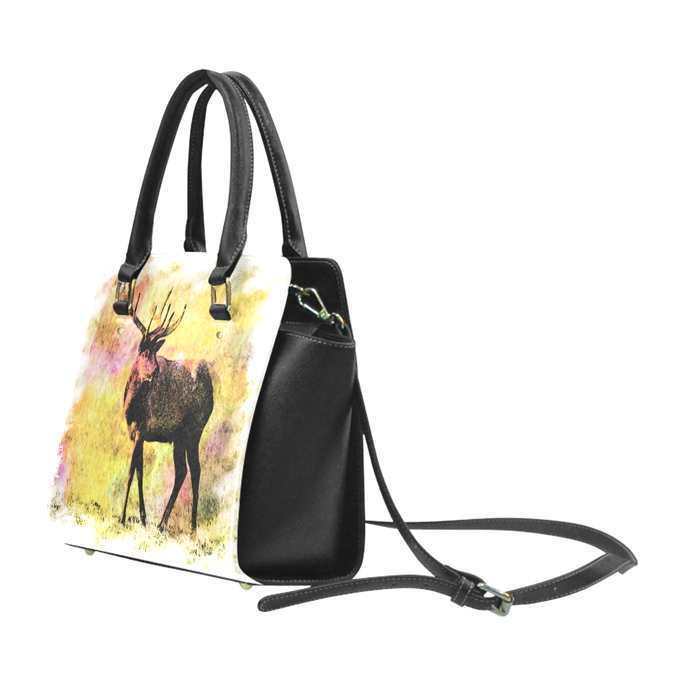 Deer in Watercolor Classic Shoulder Handbag (Model 1653)