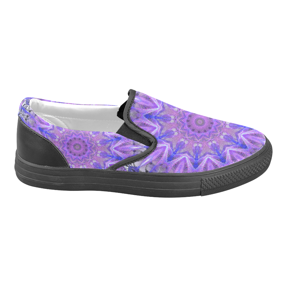 Abstract Plum Ice Crystal Palace Lattice Lace Men's Unusual Slip-on Canvas Shoes (Model 019)