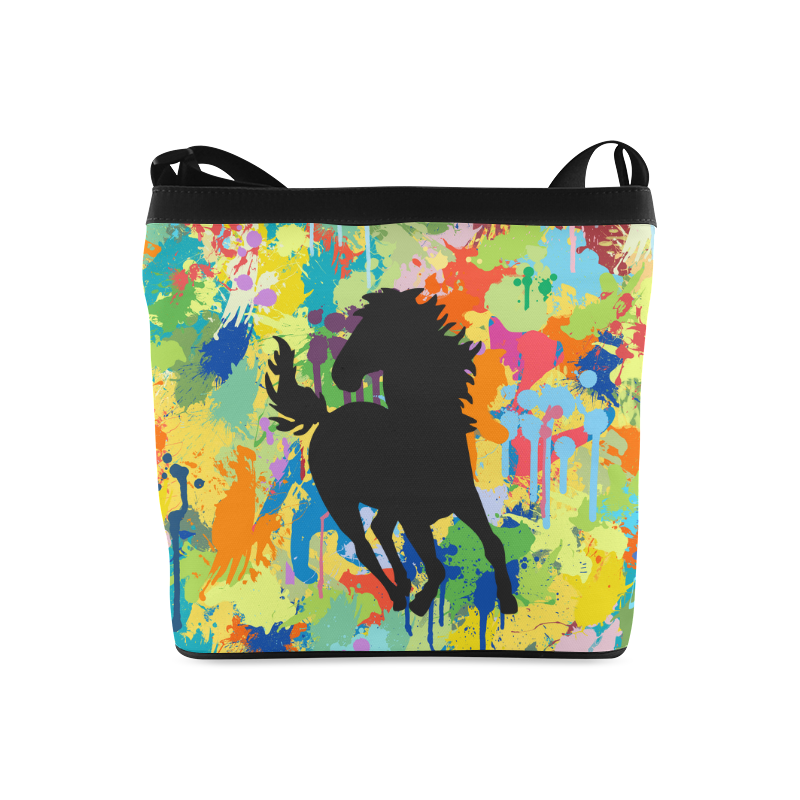 Horse Shape Template Colorful Splash Crossbody Bags (Model 1613)