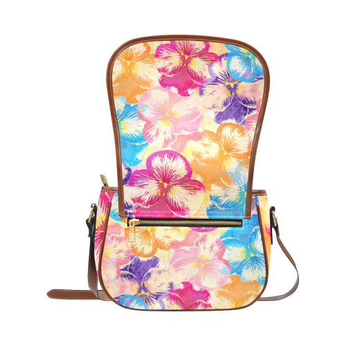 Pansy flowers Saddle Bag/Small (Model 1649) Full Customization