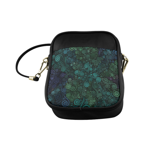 Turquoise Psychedelic Rose Sling Bag (Model 1627)