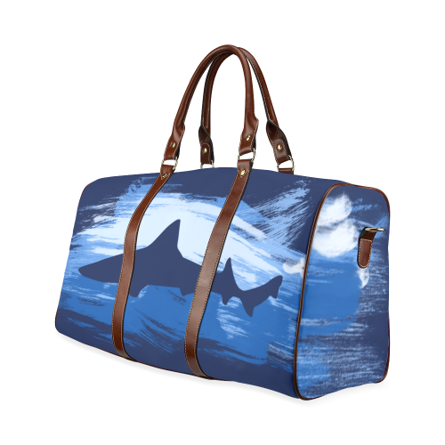 Shark Shape Template Blue Painting Waterproof Travel Bag/Small (Model 1639)