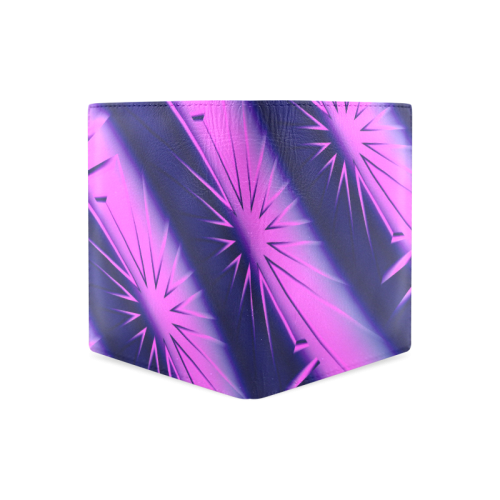 Purple and Blue Starburst Abstract Men's Leather Wallet (Model 1612)