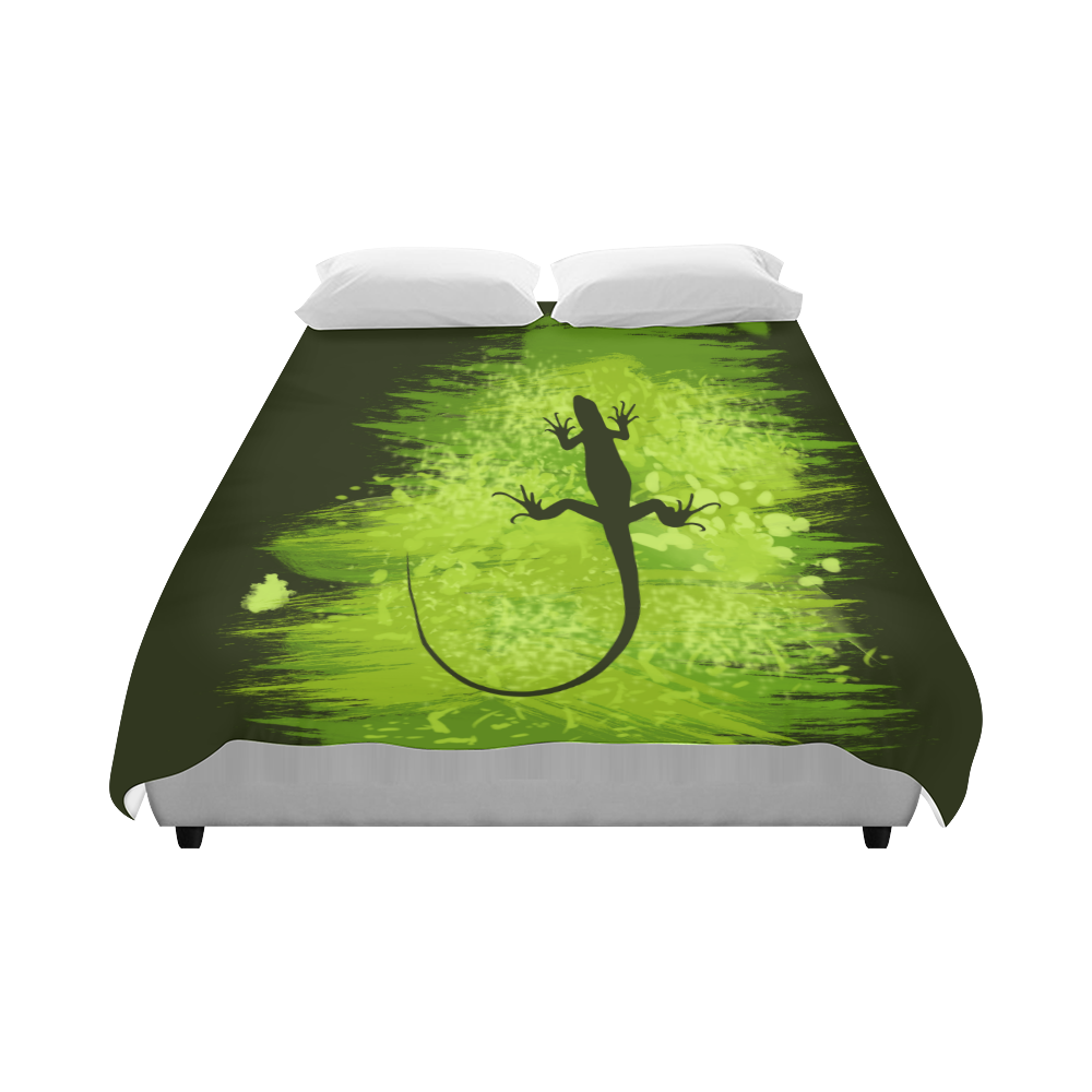 Green Lizard Shape Painting Duvet Cover 86"x70" ( All-over-print)