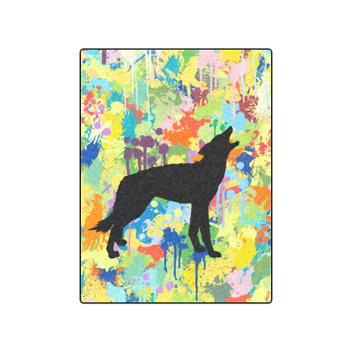 Free Wolf Colorful Splash Blanket 50"x60"