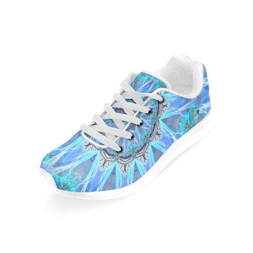 Sapphire Ice Flame, Cyan Blue Crystal Wheel Men’s Running Shoes (Model 020)