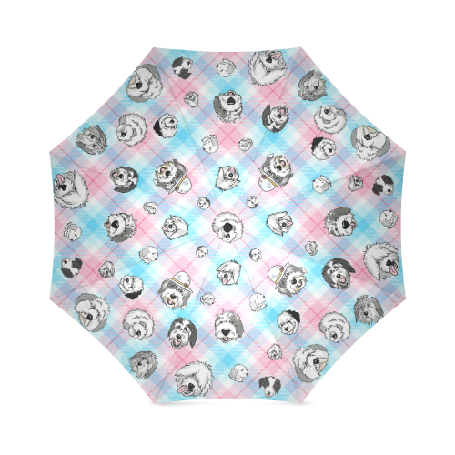pink and blue plaid  SHEEPIE  umbrella Foldable Umbrella (Model U01)