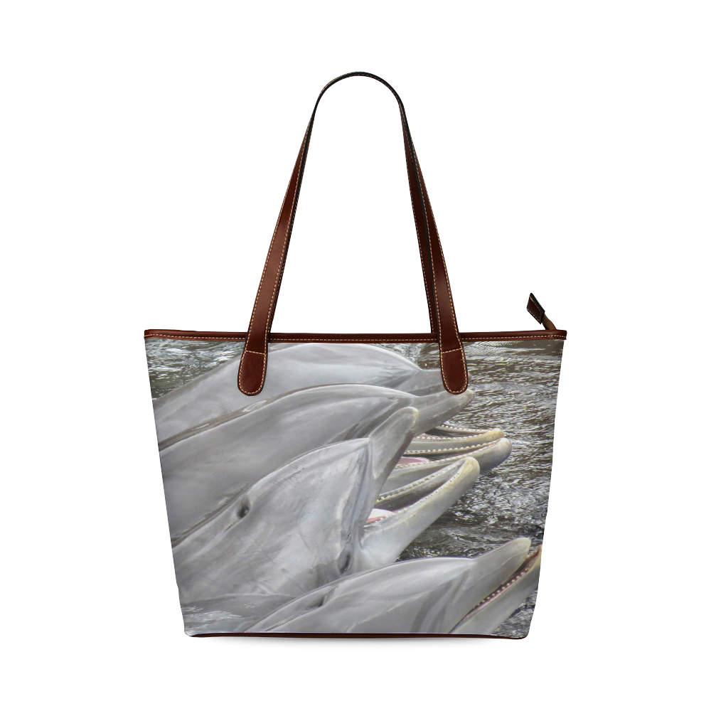 Dolphin Smiles Shoulder Tote Bag (Model 1646)