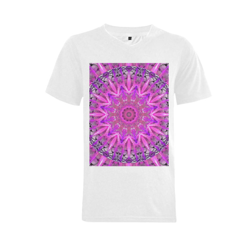 Lavender Lace Abstract Pink Light Love Lattice Men's V-Neck T-shirt  Big Size(USA Size) (Model T10)