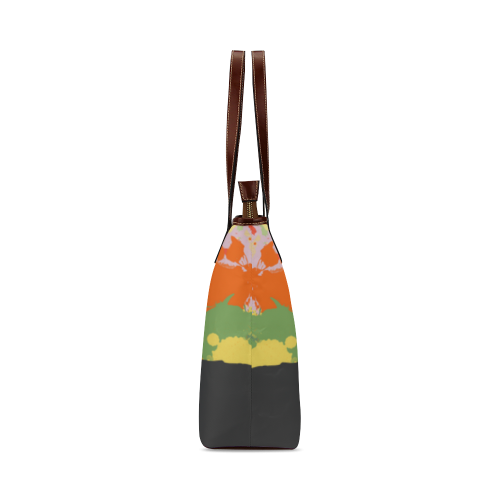 Black Wolf Shape Colorful Splash Shoulder Tote Bag (Model 1646)