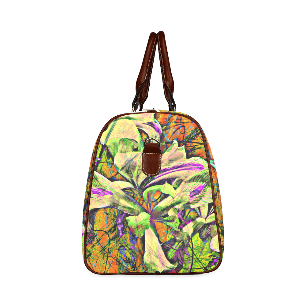 Abstract Iris in Yellow Travel Bag by Martina Webster Waterproof Travel Bag/Small (Model 1639)