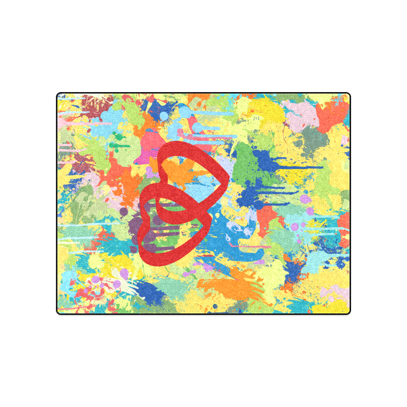 Love Hearts Colorful Splash Design Blanket 50"x60"