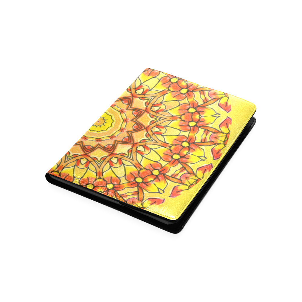 Orange Yellow Sunflower Mandala Red Zendoodle Custom NoteBook B5
