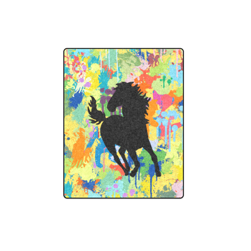 Horse Shape Template Colorful Splash Blanket 40"x50"