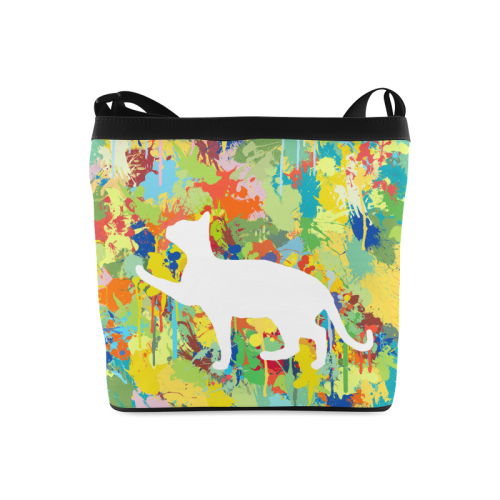 Lovely Cat Colorful Splash Complet Crossbody Bags (Model 1613)