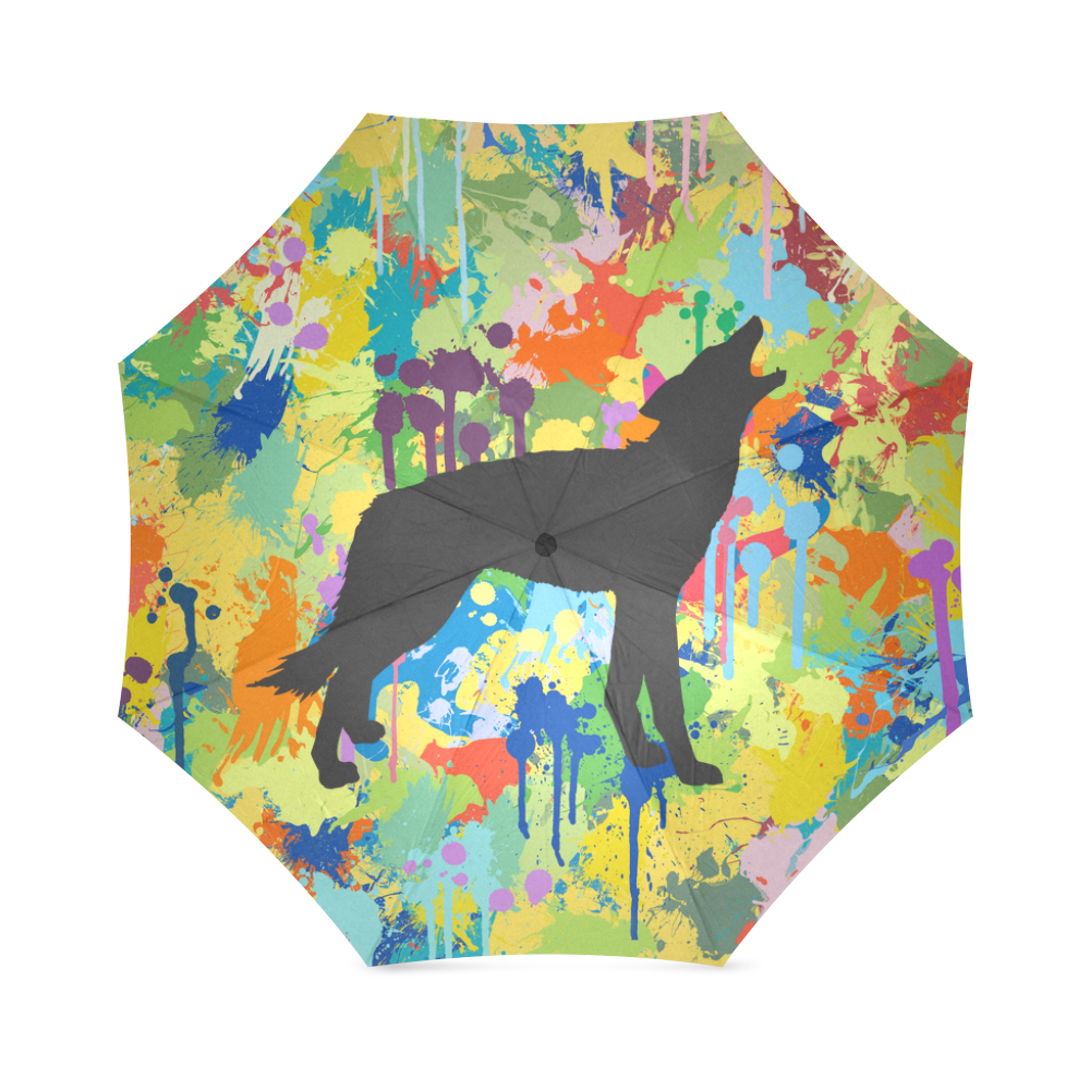 Wolf Colorful Splash Y Background Foldable Umbrella (Model U01)