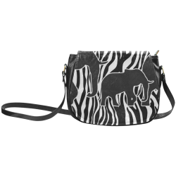 ELEPHANTS to ZEBRA stripes black & white Classic Saddle Bag/Large (Model 1648)