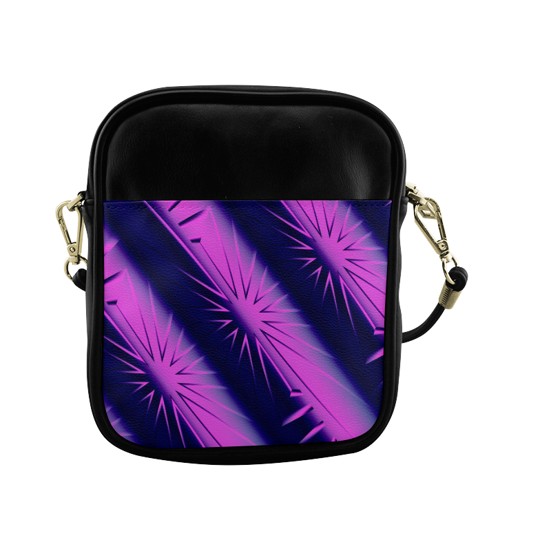 Purple and Blue Starburst Abstract Sling Bag (Model 1627)