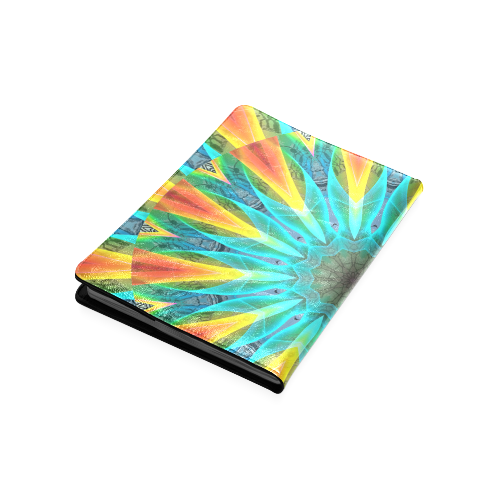 Aqua Gold Joy to the World Flowers, Zen Rainbow Custom NoteBook B5