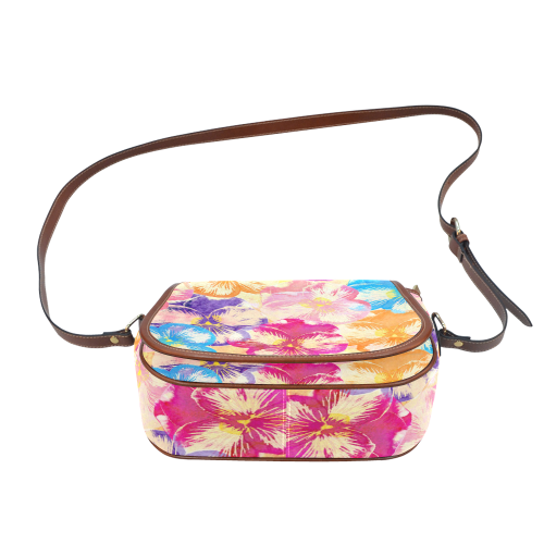 Pansy flowers Saddle Bag/Large (Model 1649)