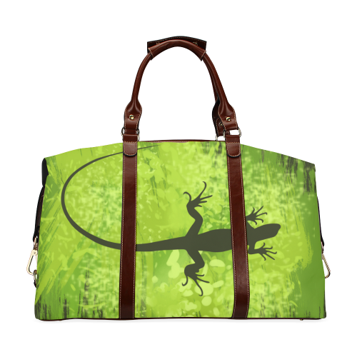 Green Lizard Shape Painting Dark Green Classic Travel Bag (Model 1643)