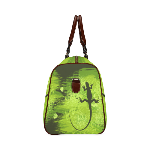 Green Lizard Shape Painting Dark Green Waterproof Travel Bag/Small (Model 1639)