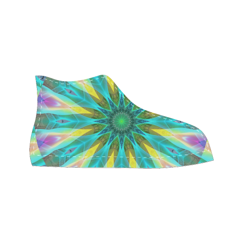 Golden Violet Peacock Sunrise Abstract Wind Flower Men’s Classic High Top Canvas Shoes (Model 017)