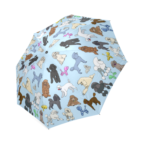 poodle umbrella lt blue Foldable Umbrella (Model U01)