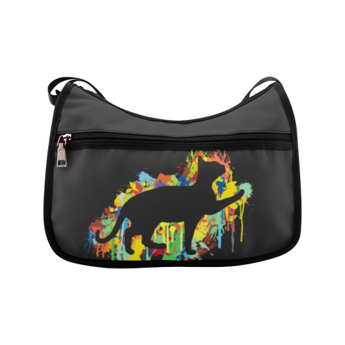 Lovely Cat Colorful Painting Splash Crossbody Bags (Model 1616)