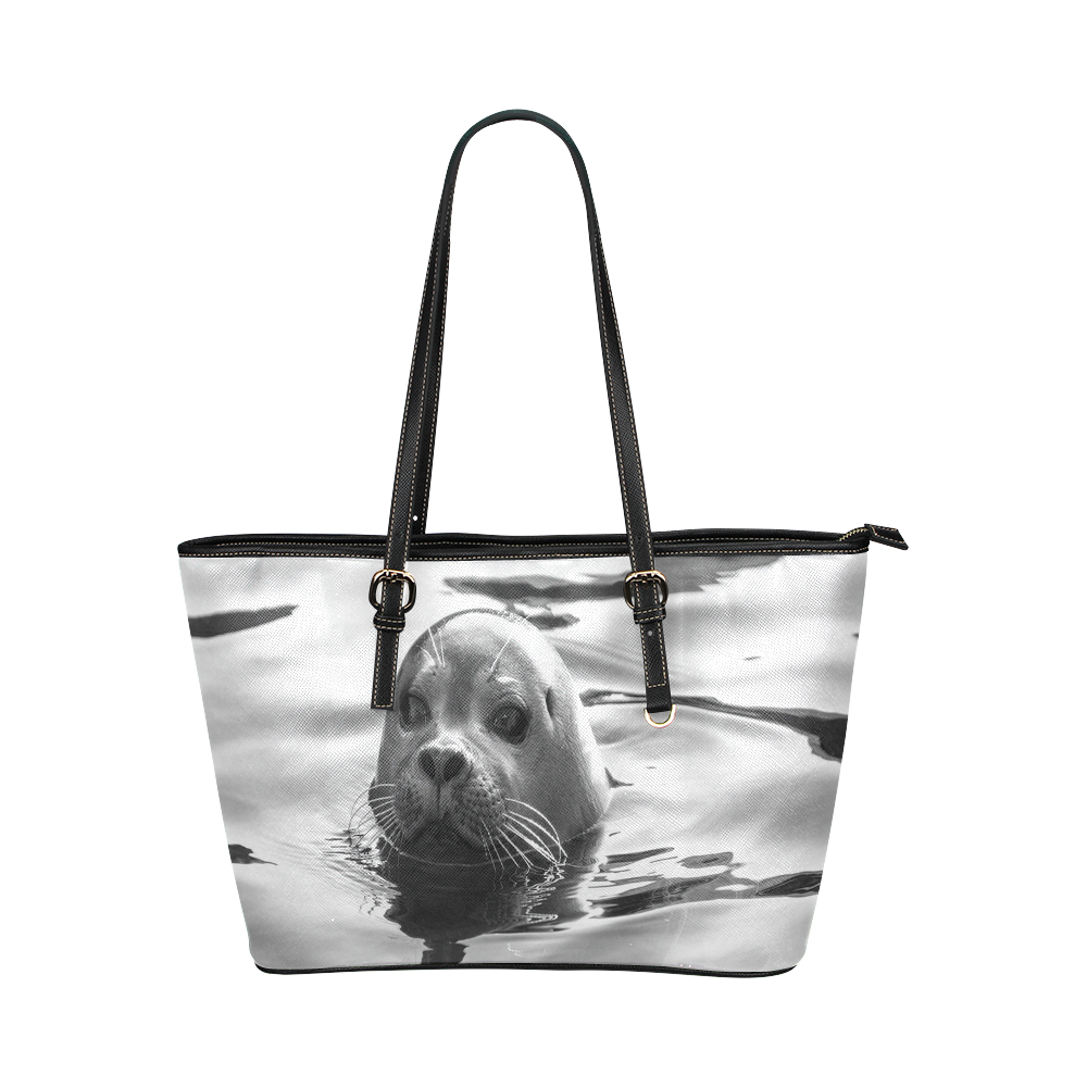 Floating Seal Leather Tote Bag/Small (Model 1651)