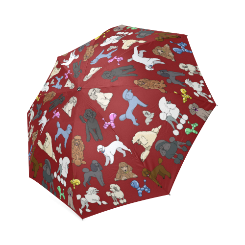 poodle umbrela burgandy Foldable Umbrella (Model U01)