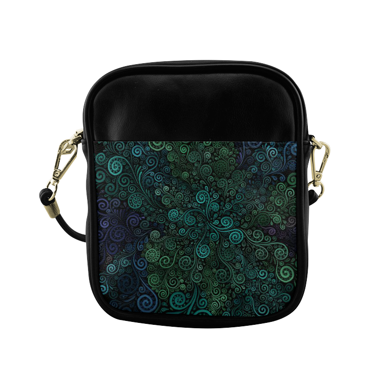 Turquoise Psychedelic Rose Sling Bag (Model 1627)