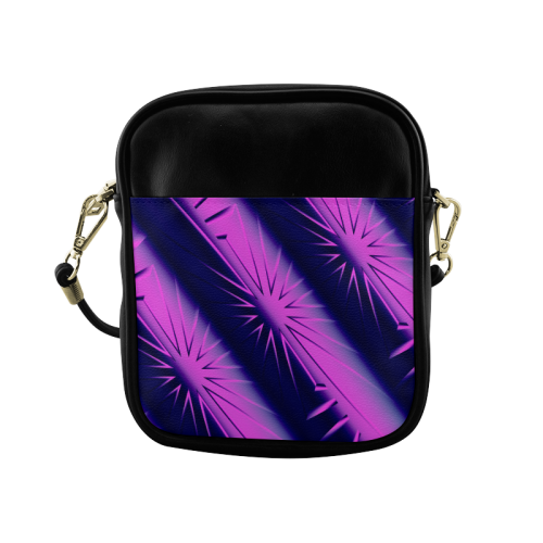 Purple and Blue Starburst Abstract Sling Bag (Model 1627)