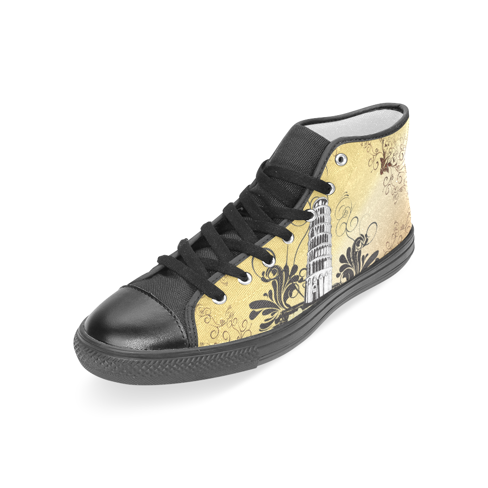 The leaning tower of Pisa Women's Classic High Top Canvas Shoes (Model 017)