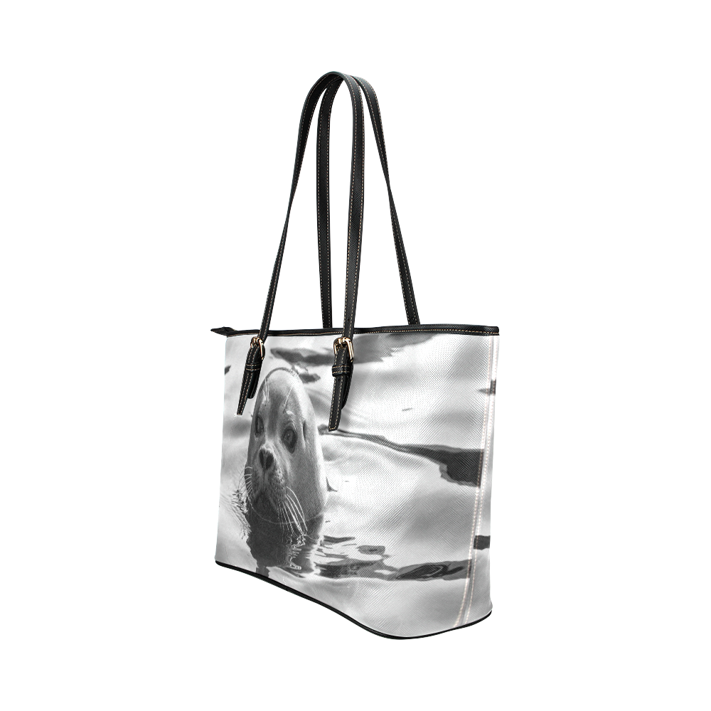 Floating Seal Leather Tote Bag/Small (Model 1651)