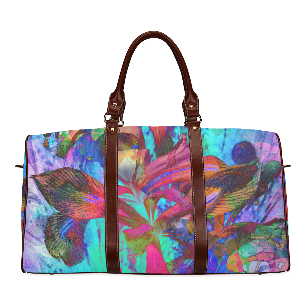 Abstract Iris Blue Travel bag by Martina Webster Waterproof Travel Bag/Small (Model 1639)