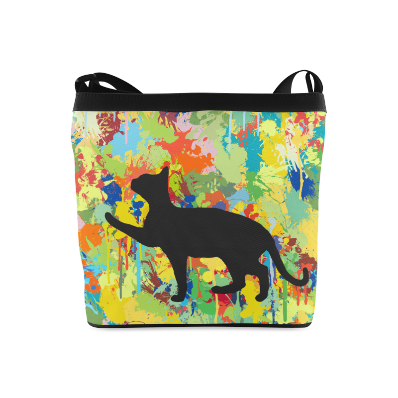 Lovely Cat Colorful Splash Complet Crossbody Bags (Model 1613)