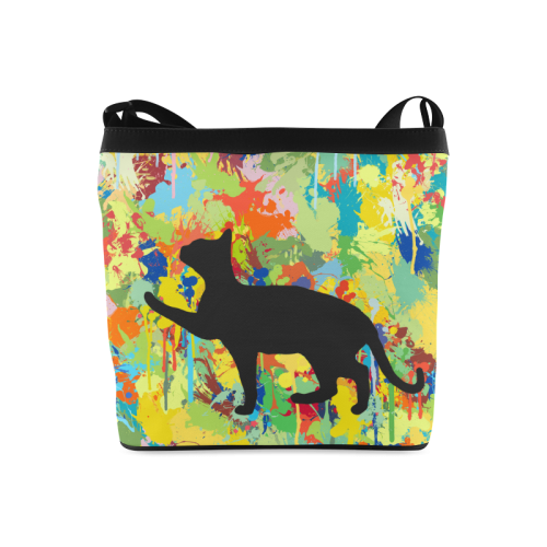 Lovely Cat Colorful Splash Complet Crossbody Bags (Model 1613)