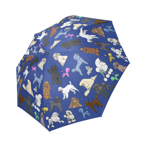 poodle umbrella navy Foldable Umbrella (Model U01)