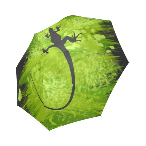 Green Lizard Shape Painting Your Background Foldable Umbrella (Model U01)