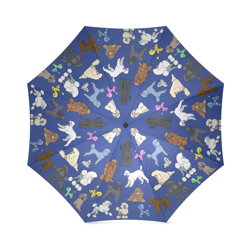 poodle umbrella navy Foldable Umbrella (Model U01)