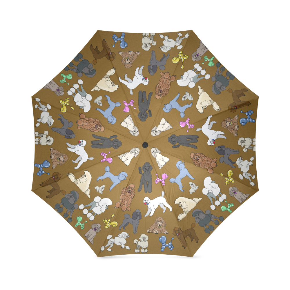 poodle umbrella brown Foldable Umbrella (Model U01)
