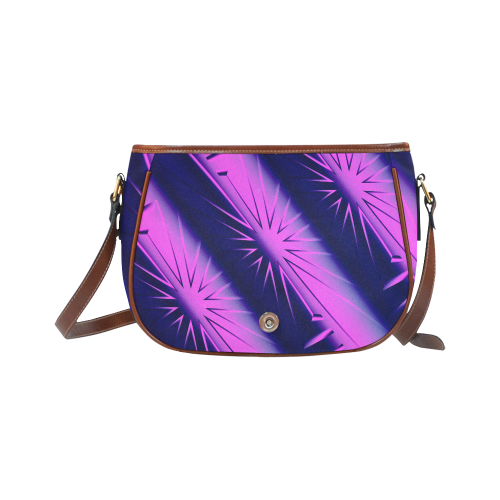 Blue and Purple Abstact Starburst Saddle Bag/Small (Model 1649) Full Customization